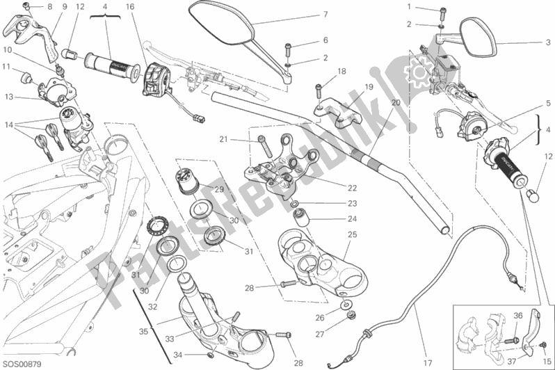 All parts for the Handlebar And Controls of the Ducati Monster 797 Plus 2019